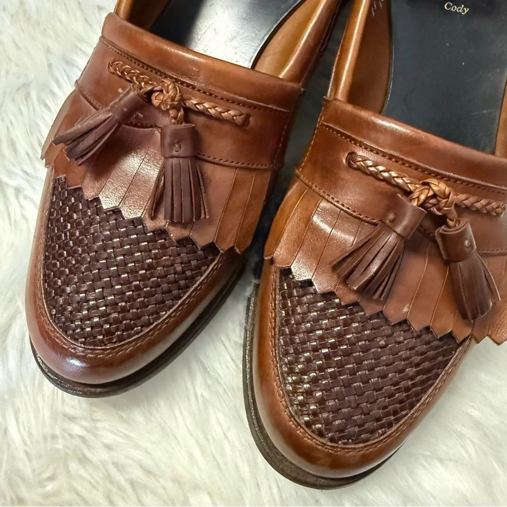 Allen Edmonds Cody Woven Tassel Loafers Brown Leather Men’s Size 11 D